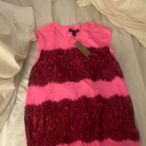 NWT J.crew Pink wool sleeveless sweater w/ lace. - Picture 1 of 3
